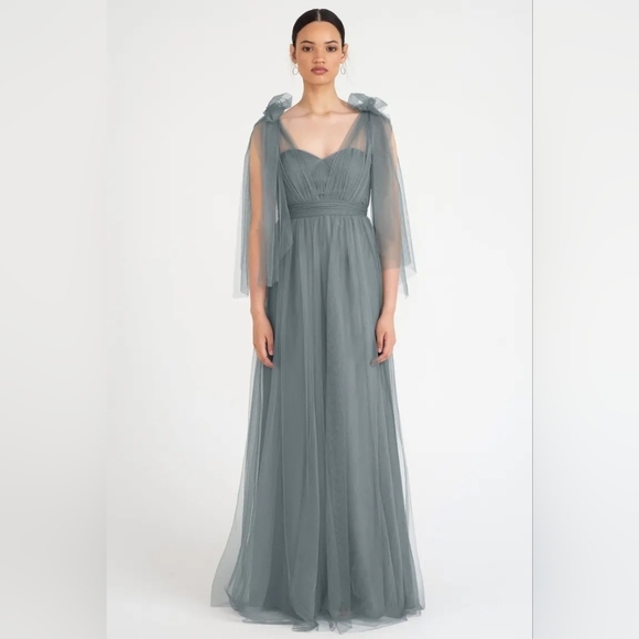 Jenny Yoo Collection Annabelle Convertible‎ Maxi Dress Gown Mayan Blue Size 10 - Picture 1 of 13